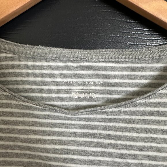 Christopher & Banks Grey Striped Tee - Picture 3 of 3